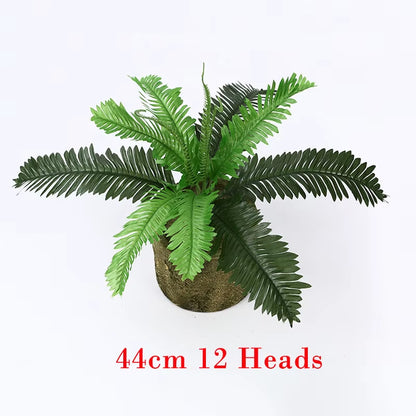 50Cm 9 Fork Big Fake Palm Tree Leaf Tropical Artificial Plant Bouquet Real Touch Palm Leaves for Hawaii Party Autumn Home Decor