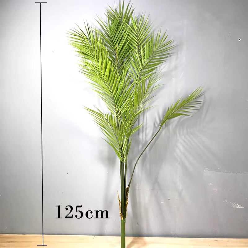 125Cm Large Artificial Palm Tree Tropical Plants Branch Plastic Fake Leaves Green Monstera for Christmas Home Garden Room Decor