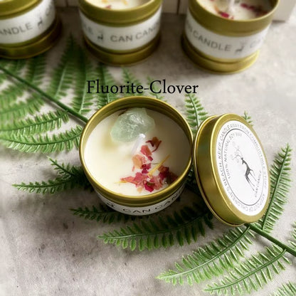 Golden Tin Box Aromatherapy Candles Crystal Salt Stonedried Flower Scented Soy Wax Smokeless Candle Home Decoration