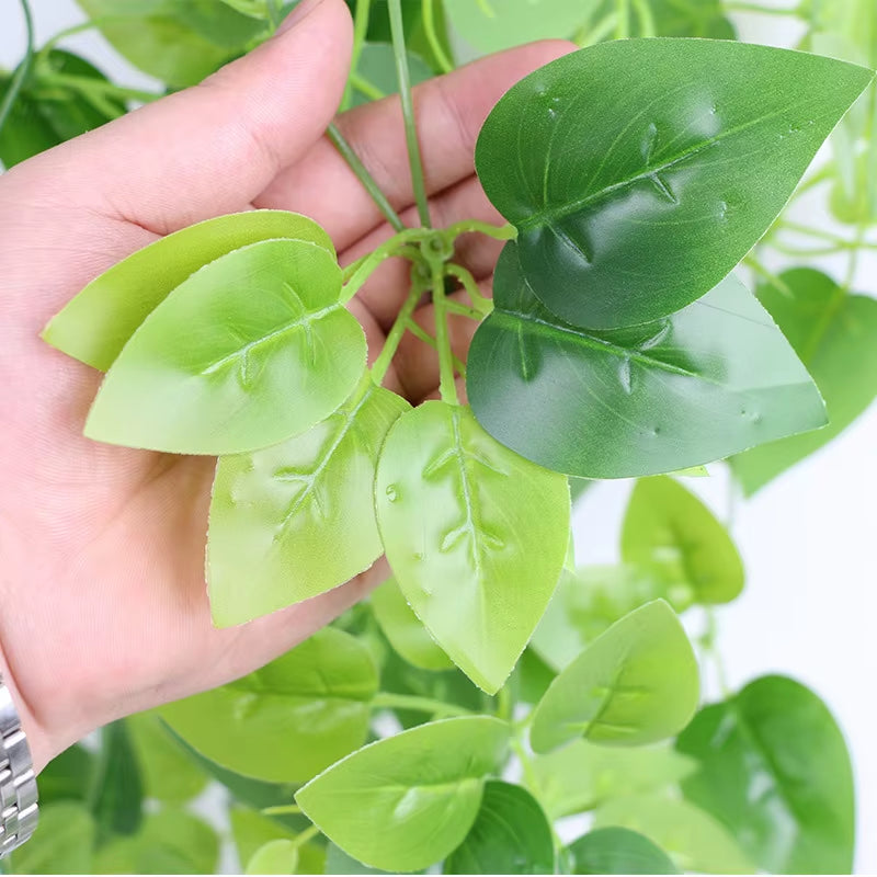 105Cm 5 Forks Artificial Vines Plants Outdoor Plastic Creeper Green Ivy Wall Hanging Plants Branch for Home Garden Wedding Decor