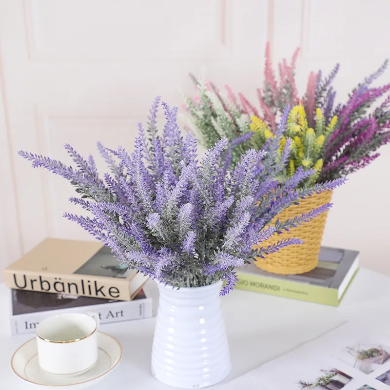 1 Bouquet Provence Lavender Artificial Flowers Garden Decoration Outdoor High Quality Fake Flower for Home Decorative Flowers