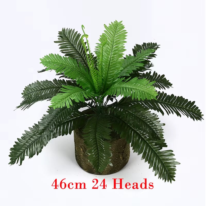 50Cm 9 Fork Big Fake Palm Tree Leaf Tropical Artificial Plant Bouquet Real Touch Palm Leaves for Hawaii Party Autumn Home Decor