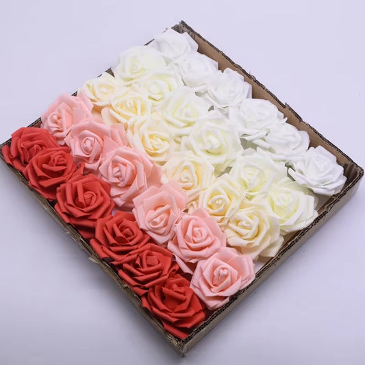 10/20/30 Heads 8CM Artificial PE Foam Rose Flowers Wedding Decorations Bouquet