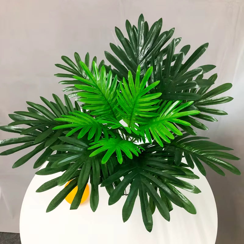 50Cm 9 Fork Big Fake Palm Tree Leaf Tropical Artificial Plant Bouquet Real Touch Palm Leaves for Hawaii Party Autumn Home Decor