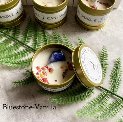 Golden Tin Box Aromatherapy Candles Crystal Salt Stonedried Flower Scented Soy Wax Smokeless Candle Home Decoration