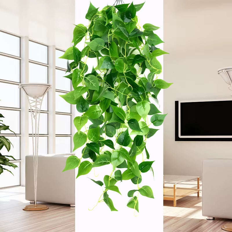 105Cm 5 Forks Artificial Vines Plants Outdoor Plastic Creeper Green Ivy Wall Hanging Plants Branch for Home Garden Wedding Decor