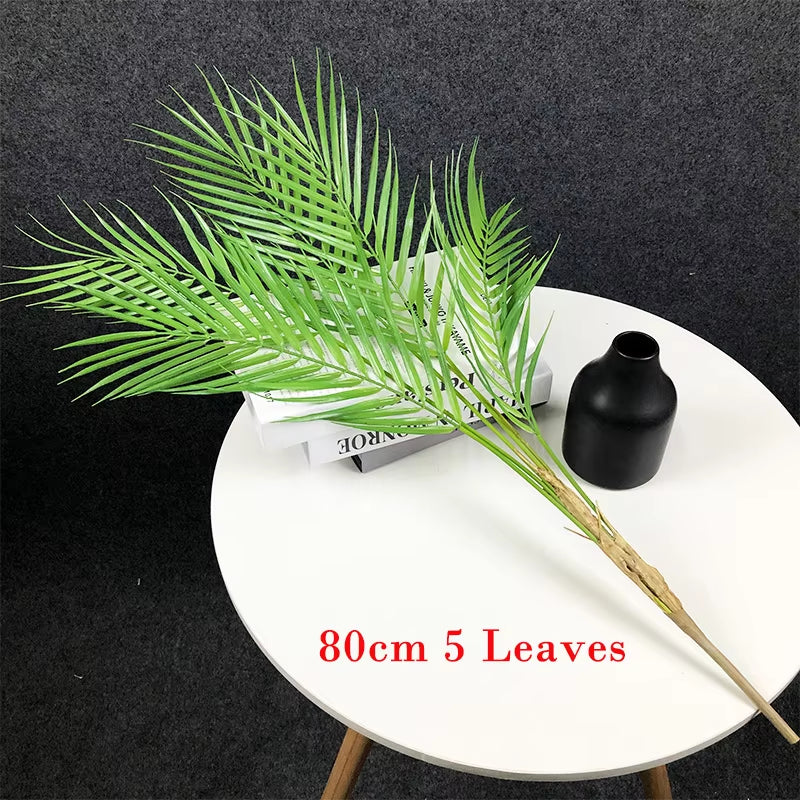 125Cm Large Artificial Palm Tree Tropical Plants Branch Plastic Fake Leaves Green Monstera for Christmas Home Garden Room Decor