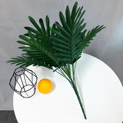 50Cm 9 Fork Big Fake Palm Tree Leaf Tropical Artificial Plant Bouquet Real Touch Palm Leaves for Hawaii Party Autumn Home Decor