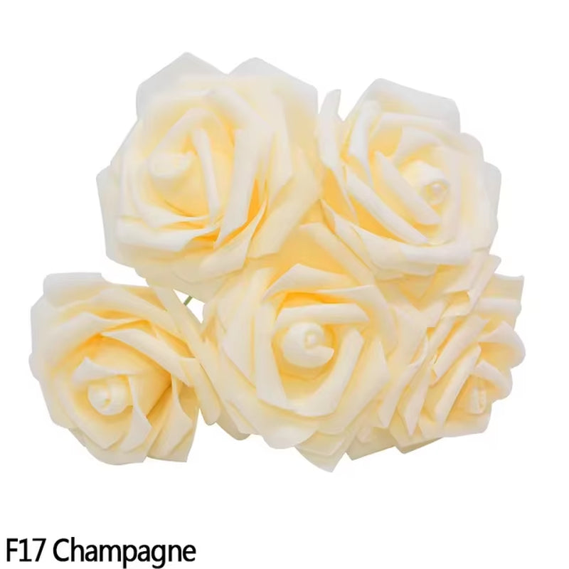 10/20/30 Heads 8CM Artificial PE Foam Rose Flowers Wedding Decorations Bouquet