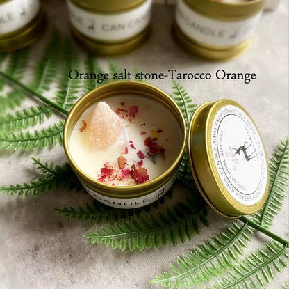 Golden Tin Box Aromatherapy Candles Crystal Salt Stonedried Flower Scented Soy Wax Smokeless Candle Home Decoration