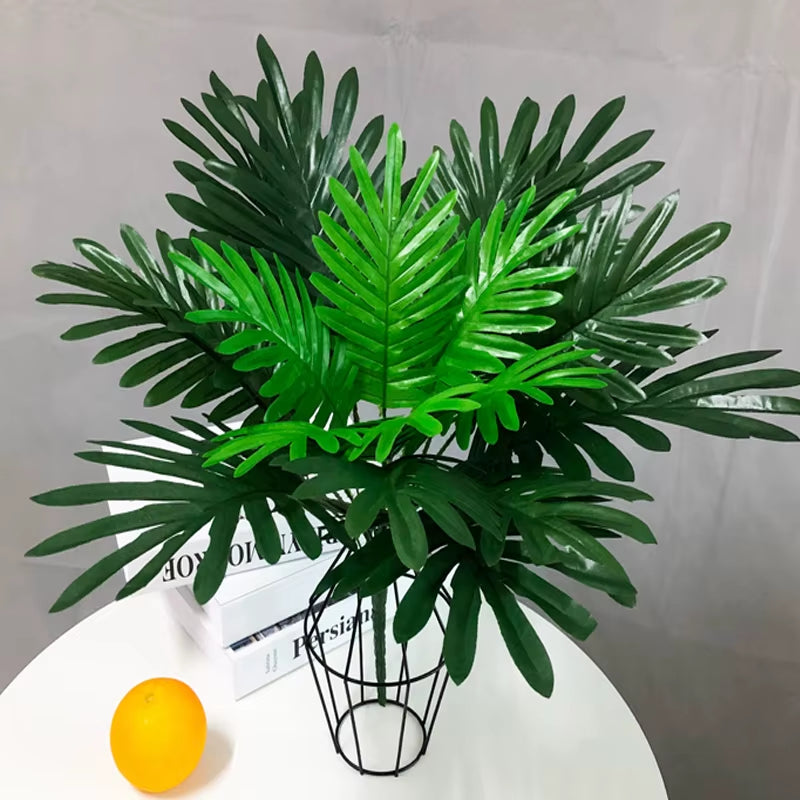 50Cm 9 Fork Big Fake Palm Tree Leaf Tropical Artificial Plant Bouquet Real Touch Palm Leaves for Hawaii Party Autumn Home Decor