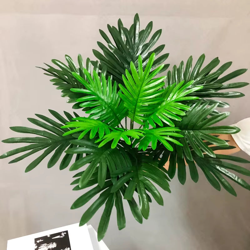 50Cm 9 Fork Big Fake Palm Tree Leaf Tropical Artificial Plant Bouquet Real Touch Palm Leaves for Hawaii Party Autumn Home Decor